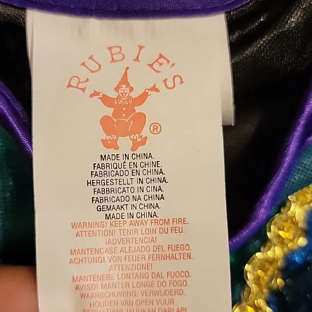 RUBIE'S TURQUOISE AND PURPLE PEACOCK COSTUME, SIZE MEDIUM (8-10)